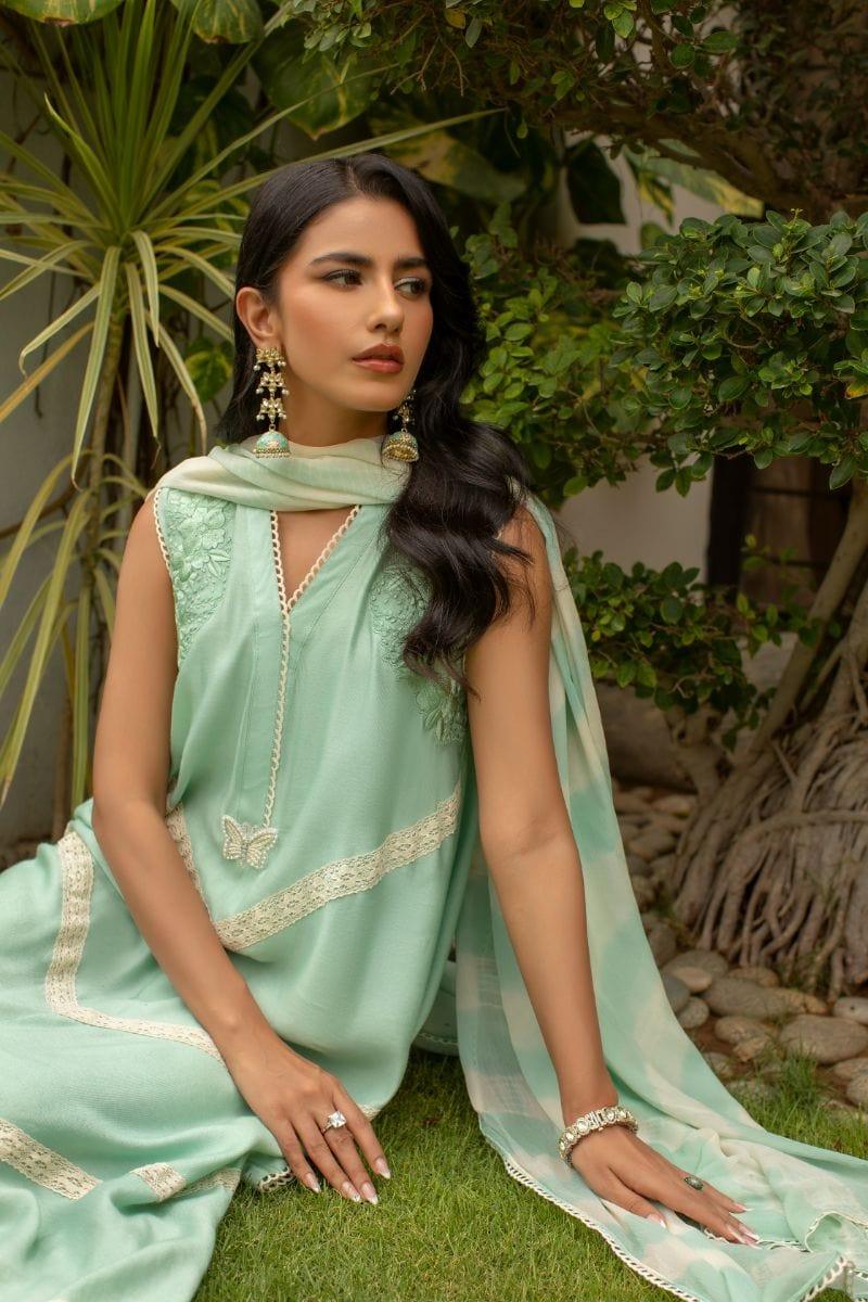 Insia Sohail - Sea Green - 3 Piece - Cotton - Studio by TCS