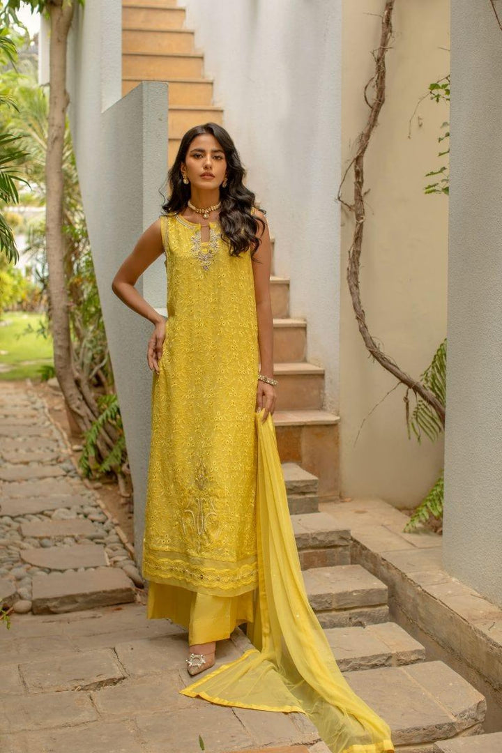 Insia Sohail - Golden Yellow - 3 Piece - Chiffon - Studio by TCS