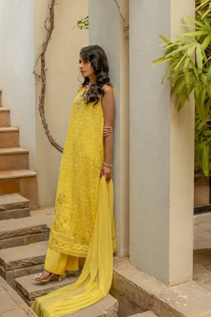 Insia Sohail - Golden Yellow - 3 Piece - Chiffon - Studio by TCS