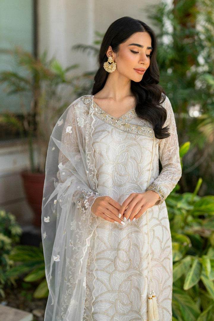 Natasha Kamal - Teya - white angrakha - Embroidered Chiffon lined with crepe de chin - 3 Piece