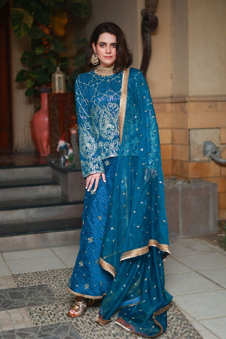 Huma Adnan - Azurea
 - Teal - Chiffon - 3 Piece