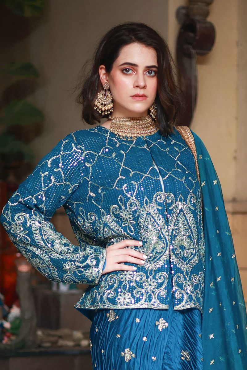 Huma Adnan - Azurea
 - Teal - Chiffon - 3 Piece