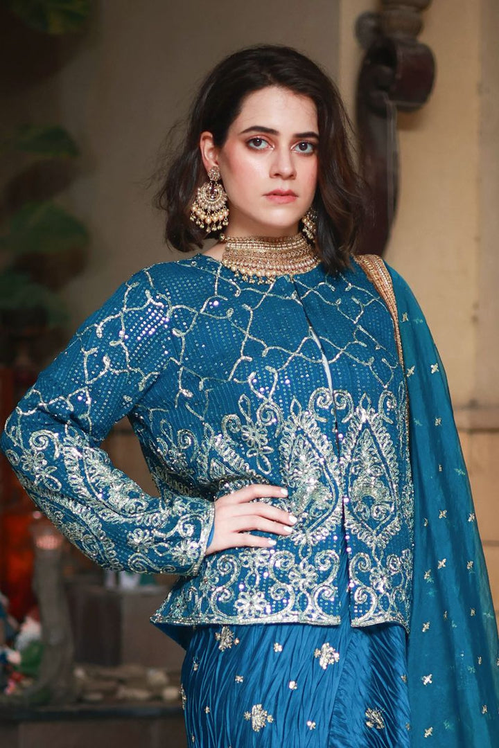 Huma Adnan - Azurea
 - Teal - Chiffon - 3 Piece