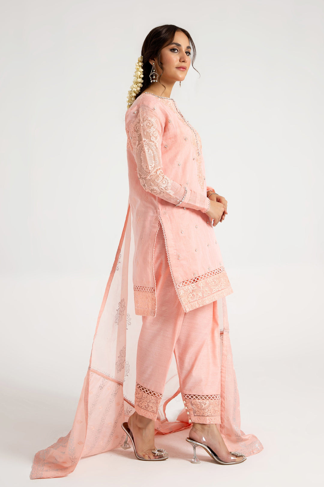 Arif Ashraf - Shaftaloo - Pink - Cotton Silk and Chiffon - 3 Piece