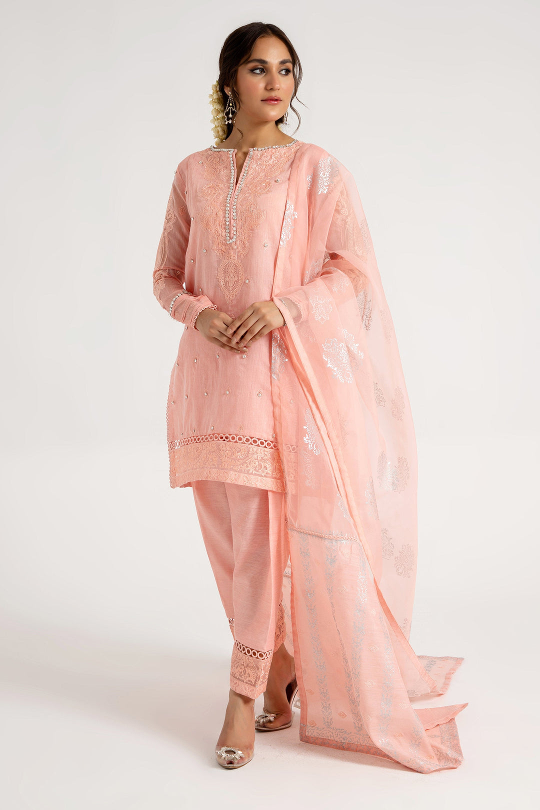 Arif Ashraf - Shaftaloo - Pink - Cotton Silk and Chiffon - 3 Piece