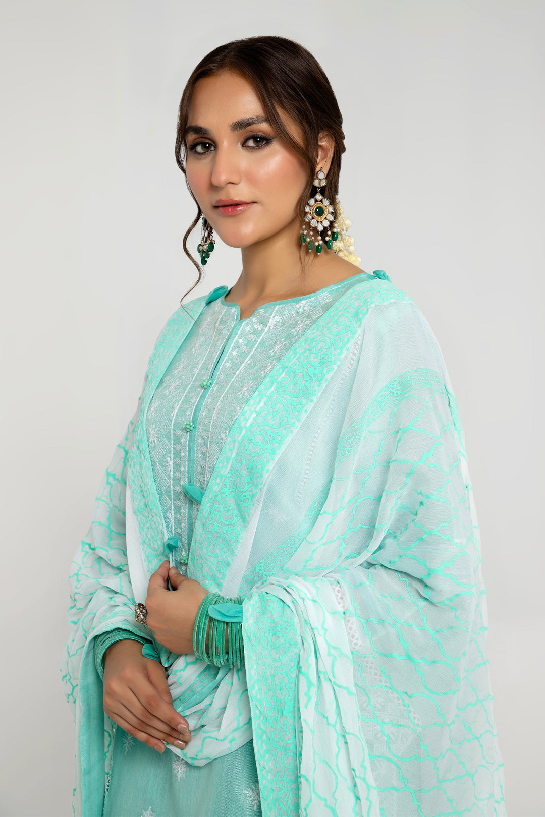 Arif Ashraf - Aabi - Aqua - Cotton and Raw Silk and Chiffon - 3 piece