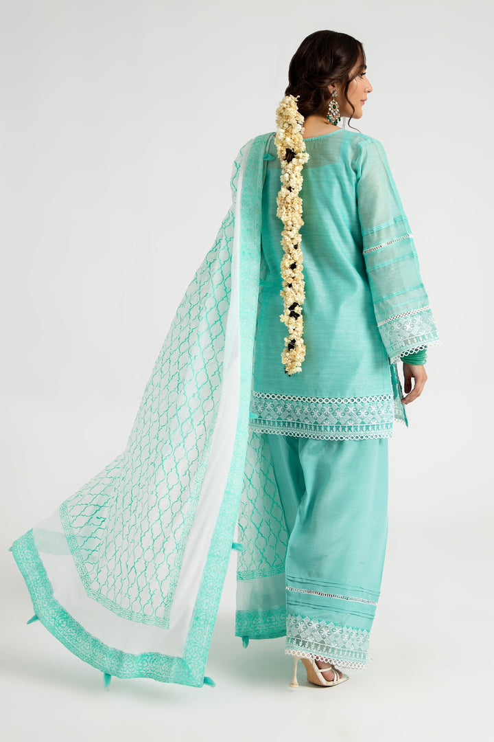 Arif Ashraf - Aabi - Aqua - Cotton and Raw Silk and Chiffon - 3 piece