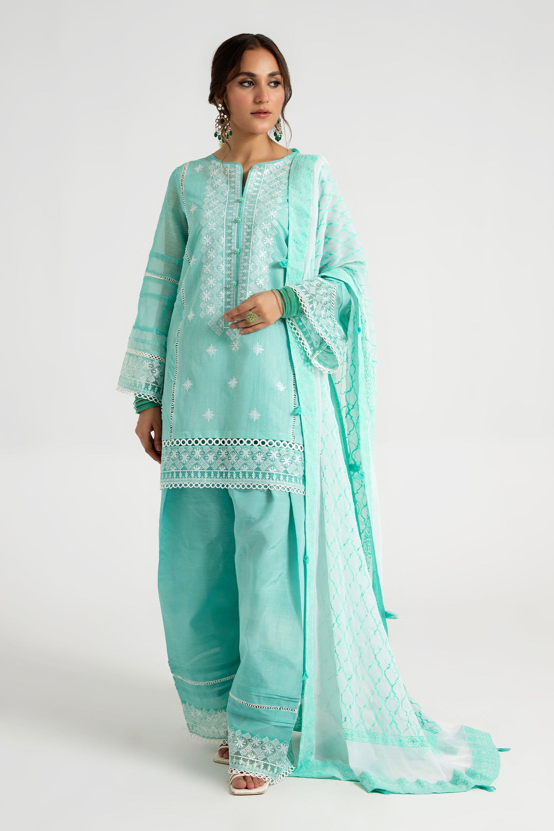 Arif Ashraf - Aabi - Aqua - Cotton and Raw Silk and Chiffon - 3 piece