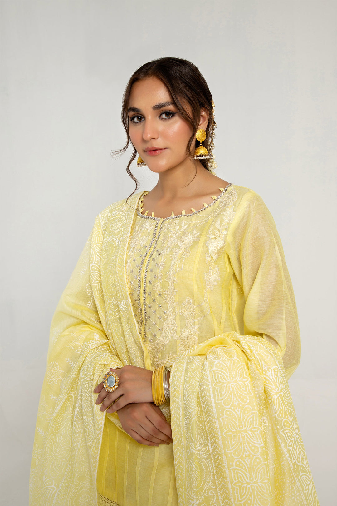 Arif Ashraf - Zard - Yellow - Cotton and Raw Silk - 3 Piece