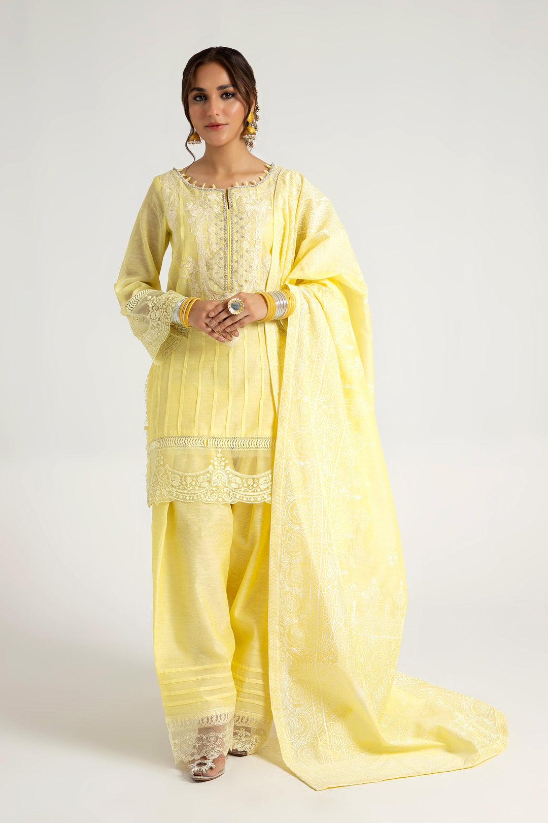 Arif Ashraf - Zard - Yellow - Cotton and Raw Silk - 3 Piece