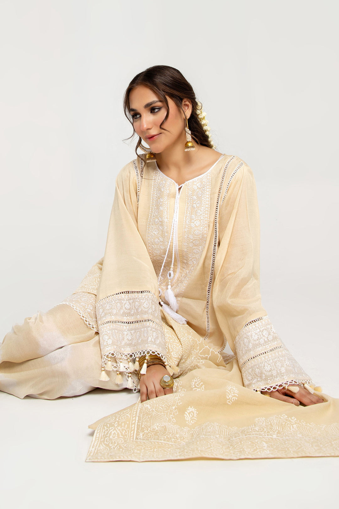 Arif Ashraf - Kehwai - Skin - Viscose Blend and Cotton Silk - 3 Piece