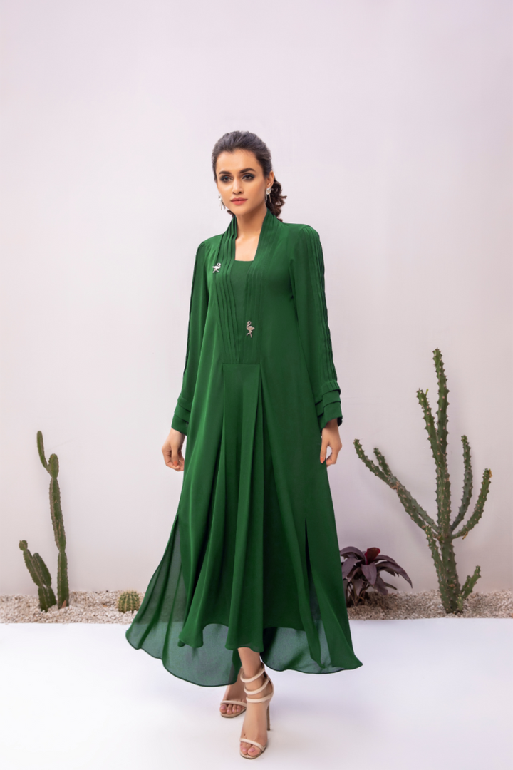 La Rosaa - LW Green Long Dress - Green - 1 Piece