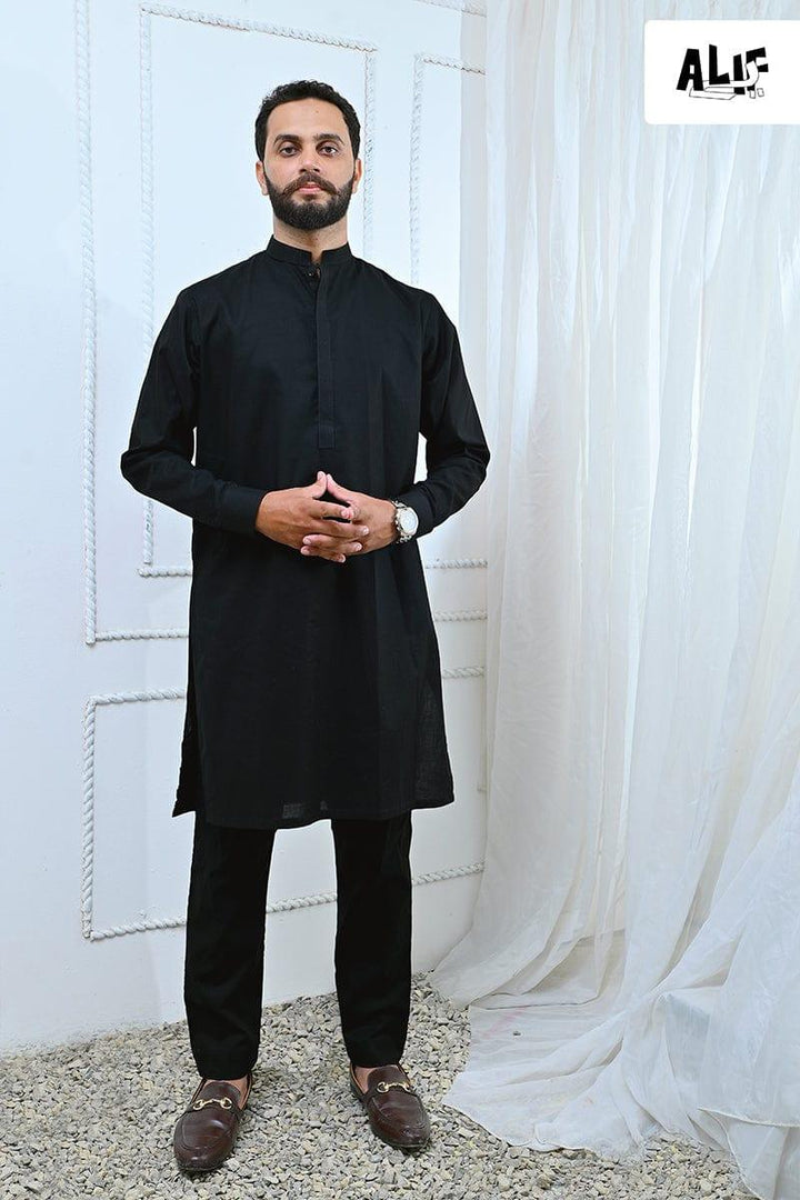 Alifyay - Black Kurta and Pajama 2 Piece AY-002 - cotton - Studio by TCS