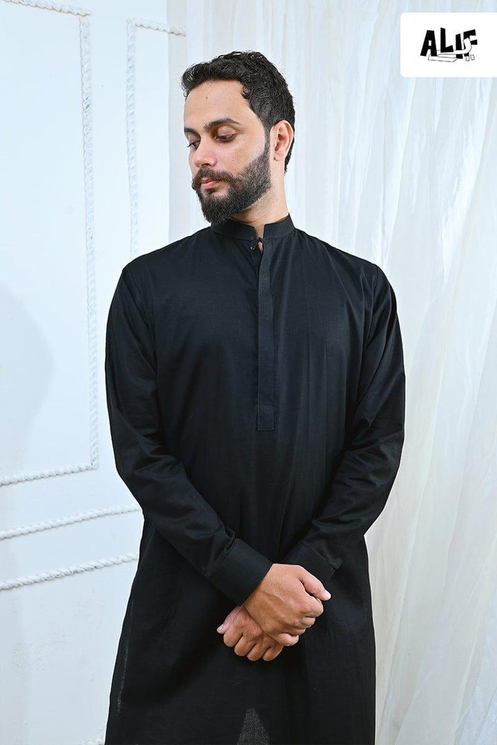 Alifyay - Black Kurta and Pajama 2 Piece AY-002 - cotton - Studio by TCS