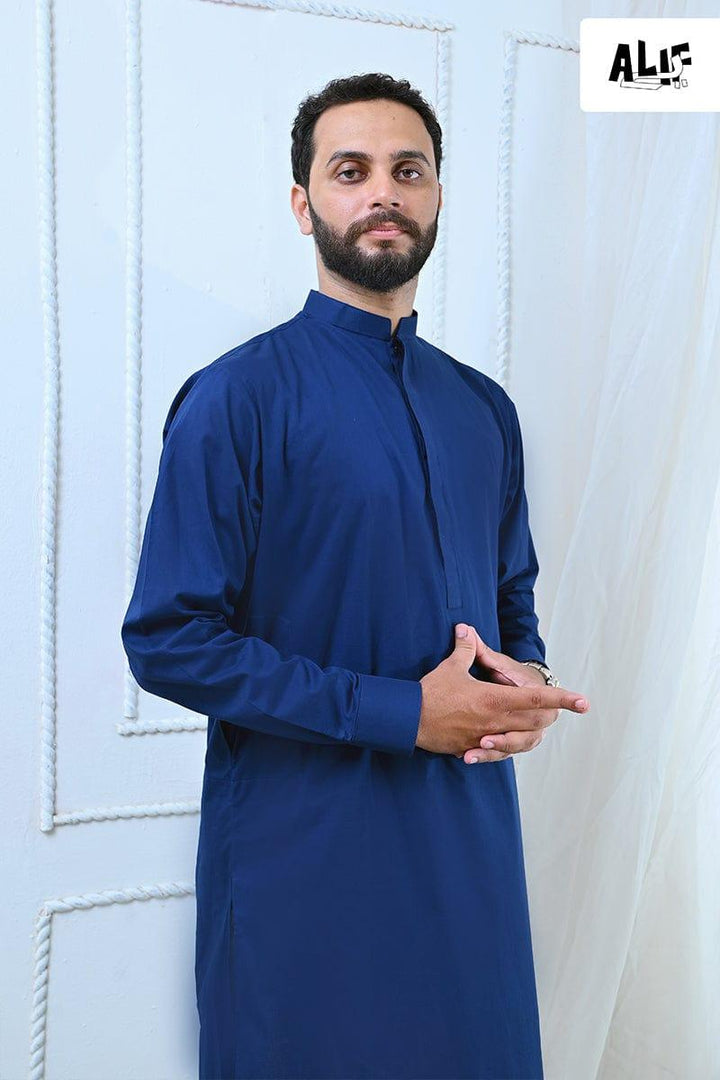 Alifyay - Blue Kurta & off white Pajama 2 Piece AY-003 - cotton - Studio by TCS