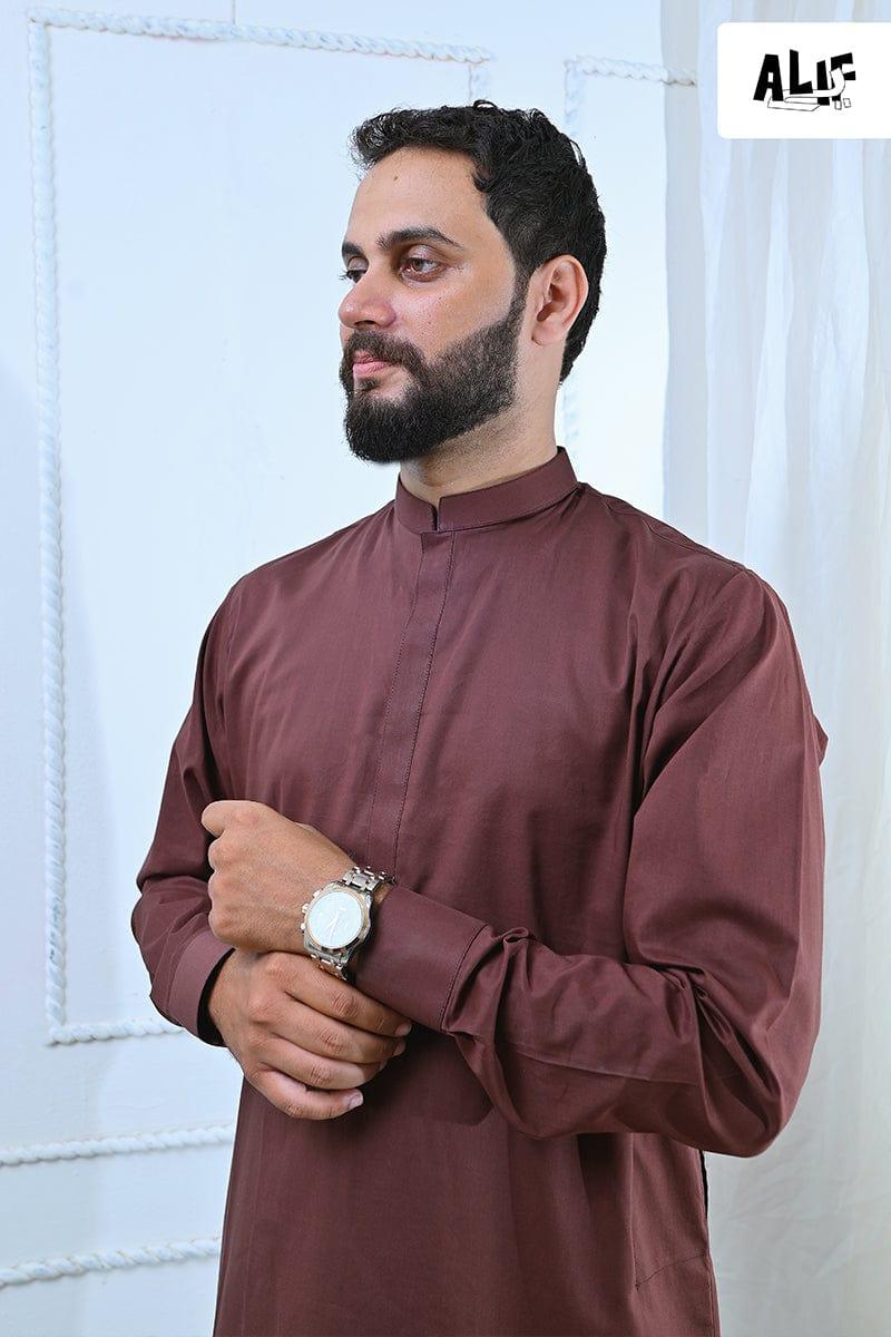 Alifyay - Brown Kurta & off white Pajama 2 Piece AY-004 - cotton - Studio by TCS