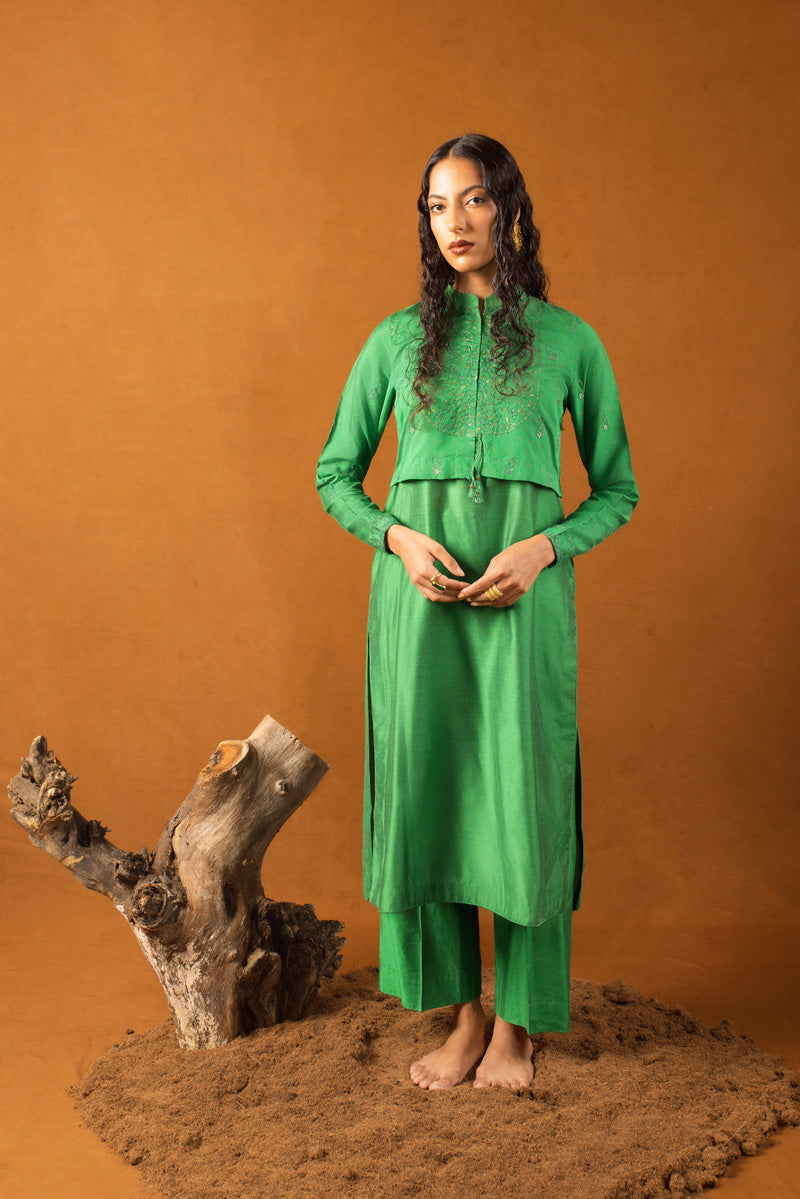 Generation - Musawirana - Green - Cotton Chanderi Blend - 3 Piece