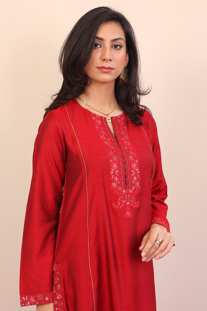 Generation - Musawirana Embroidered - Maroon - Silk - 2 Piece