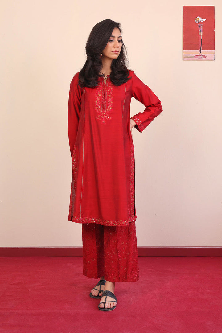 Generation - Musawirana Embroidered - Maroon - Silk - 2 Piece