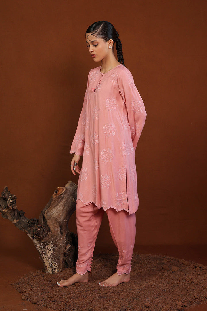 Generation - Embroidered Lumban - Tea Pink - Raw Silk - 2 Piece