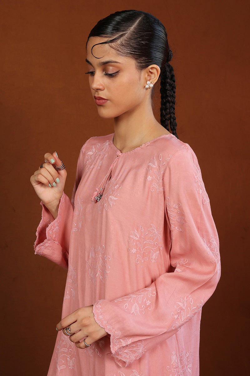 Generation - Embroidered Lumban - Tea Pink - Raw Silk - 2 Piece