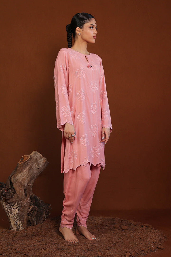 Generation - Embroidered Lumban - Tea Pink - Raw Silk - 2 Piece