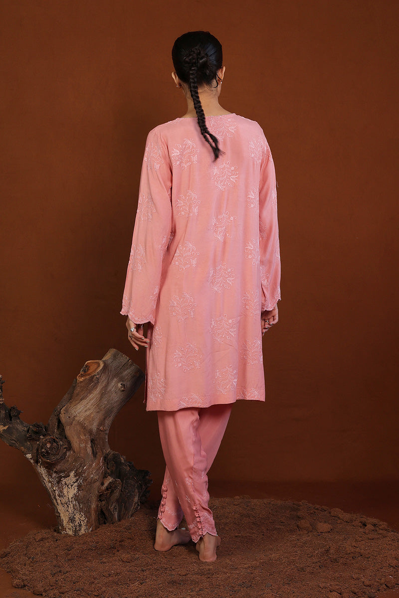 Generation - Embroidered Lumban - Tea Pink - Raw Silk - 2 Piece