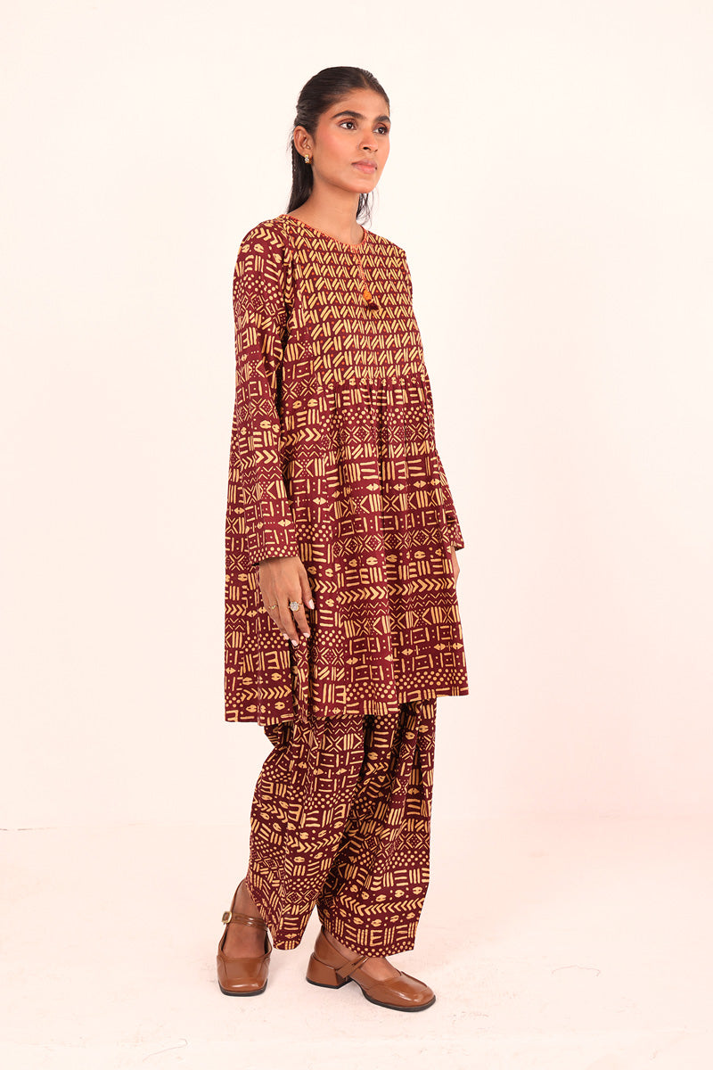 Generation - Printed African Safari - Cambric - Maroon - 2 Piece