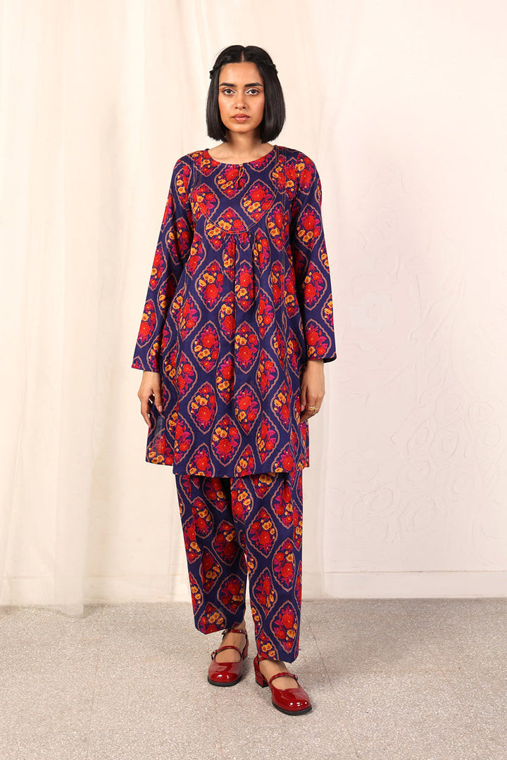 Generation - Printed Charbagh 2 Piece - Cambric - Navy Blue