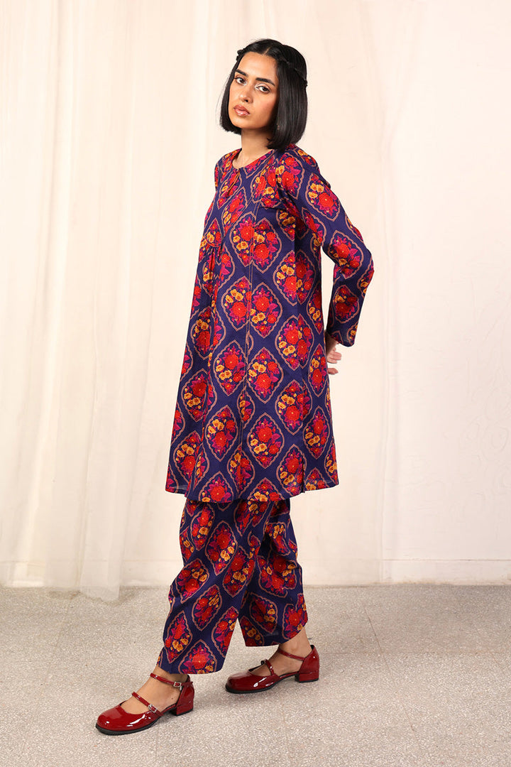 Generation - Printed Charbagh 2 Piece - Cambric - Navy Blue