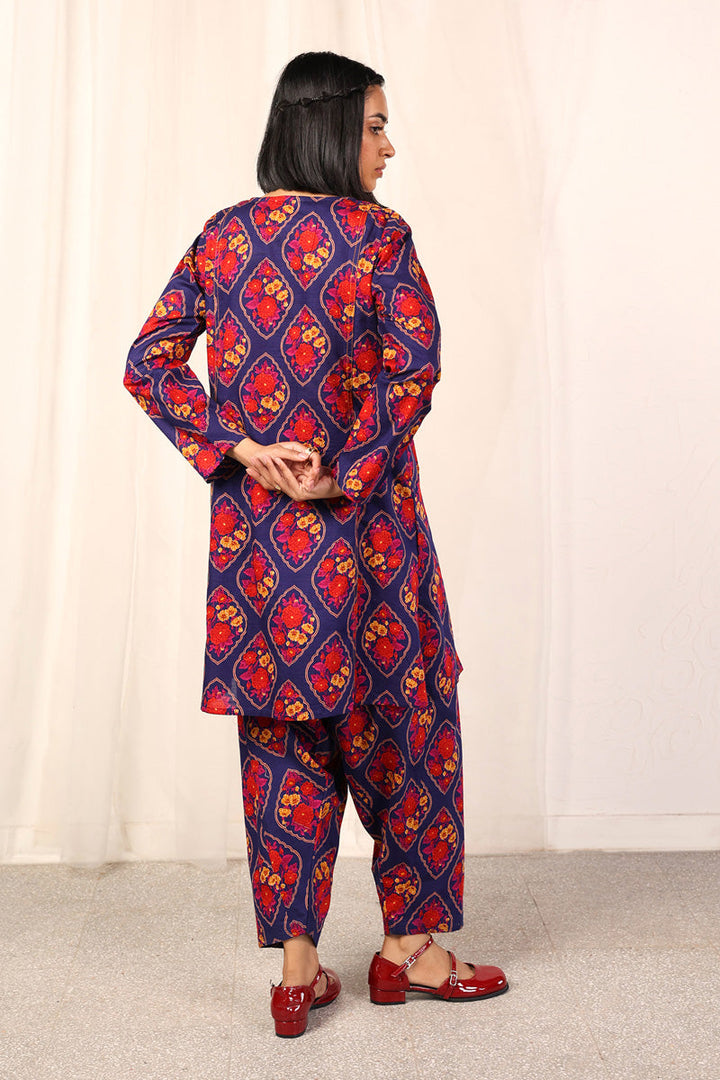 Generation - Printed Charbagh 2 Piece - Cambric - Navy Blue