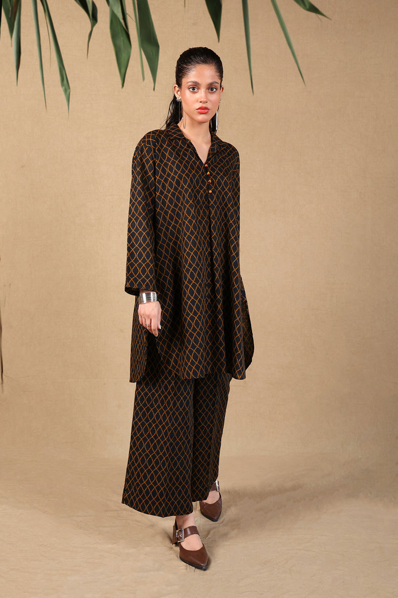 Generation - Collared Charbagh 2 Piece - Cambric - Black