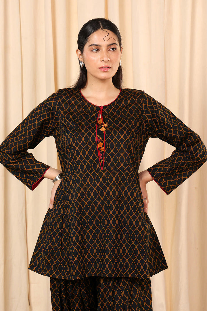 Generation - Charbagh Peplum Top - Cambric - Black - 1 Piece