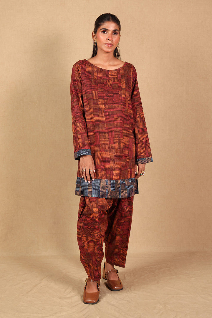 Generation - Print Blocked Woven - Cambric - Brown - 2 Piece