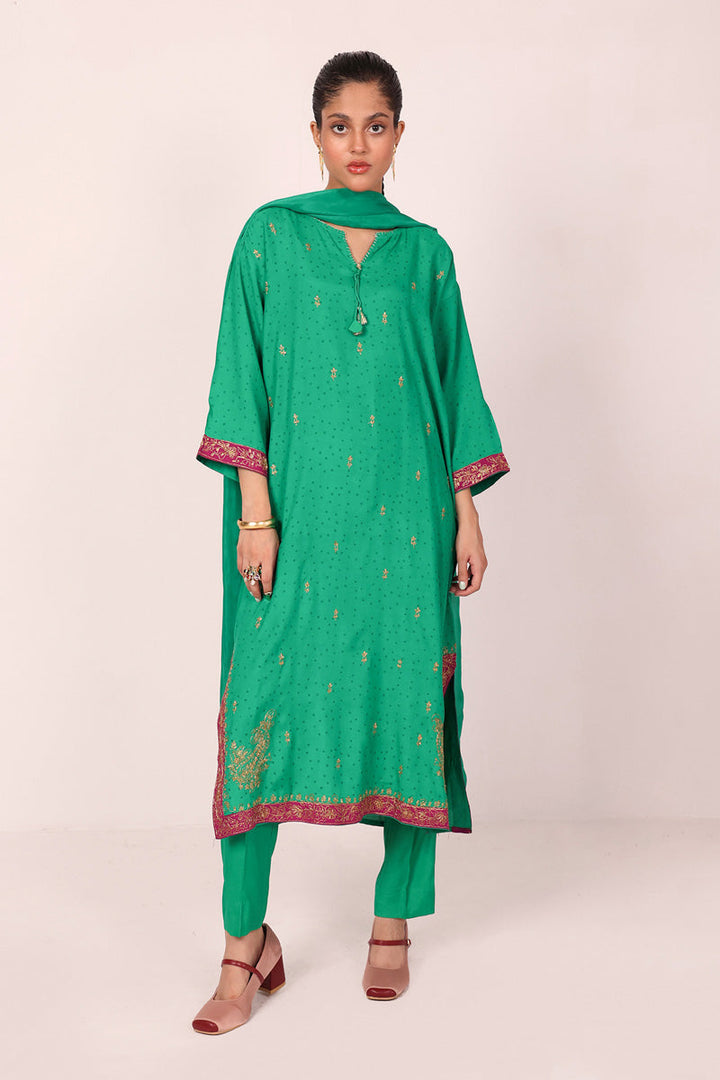 Generation - In My Bahar Bano Feels 3 Piece - Silk - Green