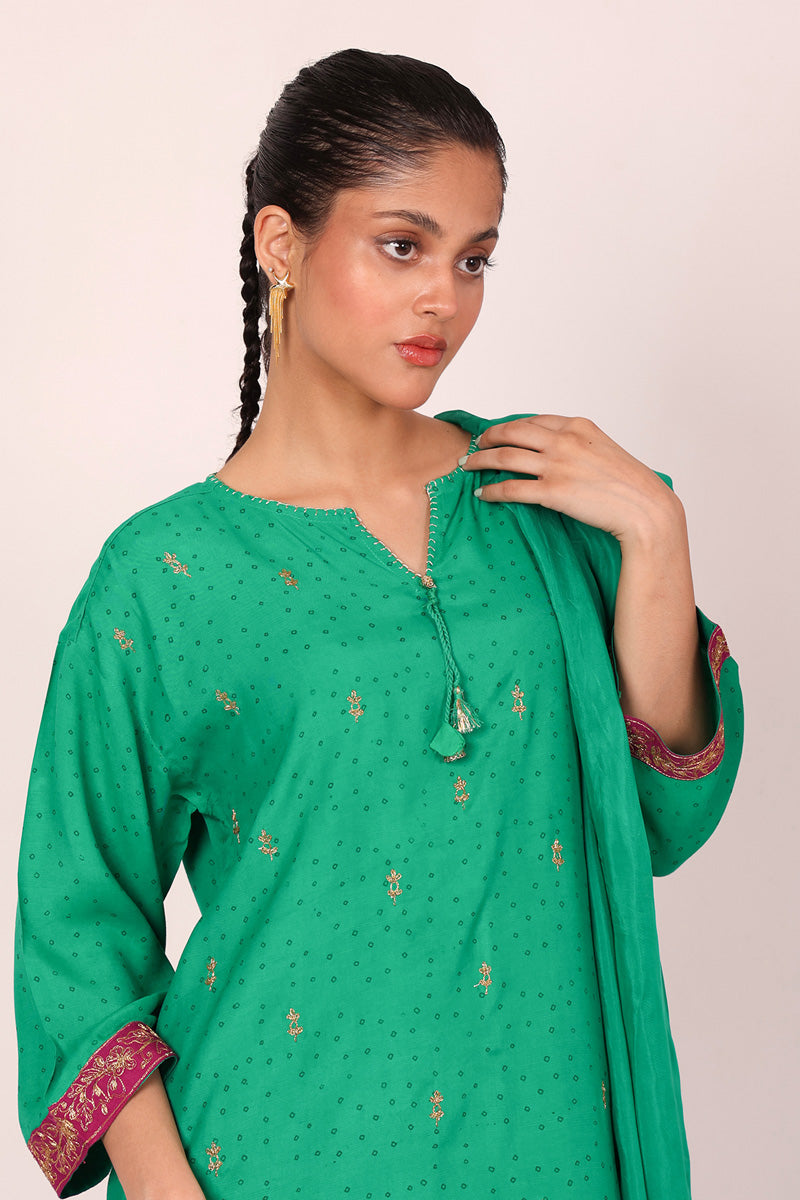 Generation - In My Bahar Bano Feels 3 Piece - Silk - Green