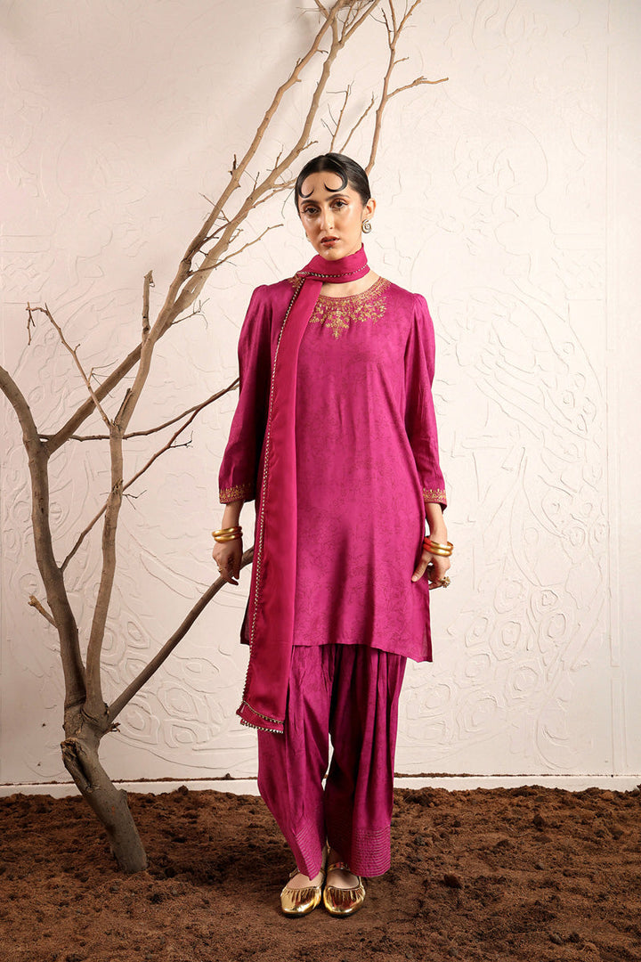 Generation - Bahar Bano - Purple - Raw Silk - 3 Piece