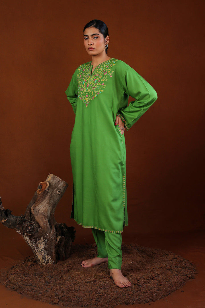 Generation - Chaar Kali - Green - Chanderi Blend - 2 Piece