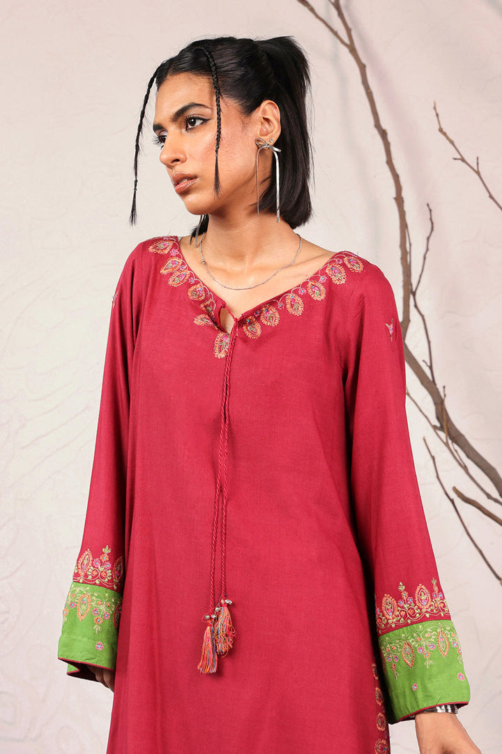 Generation - Tasseled Chaar Kali - Maroon - 2 Piece