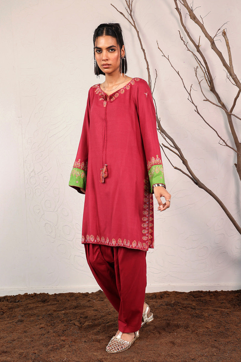 Generation - Tasseled Chaar Kali - Maroon - 2 Piece