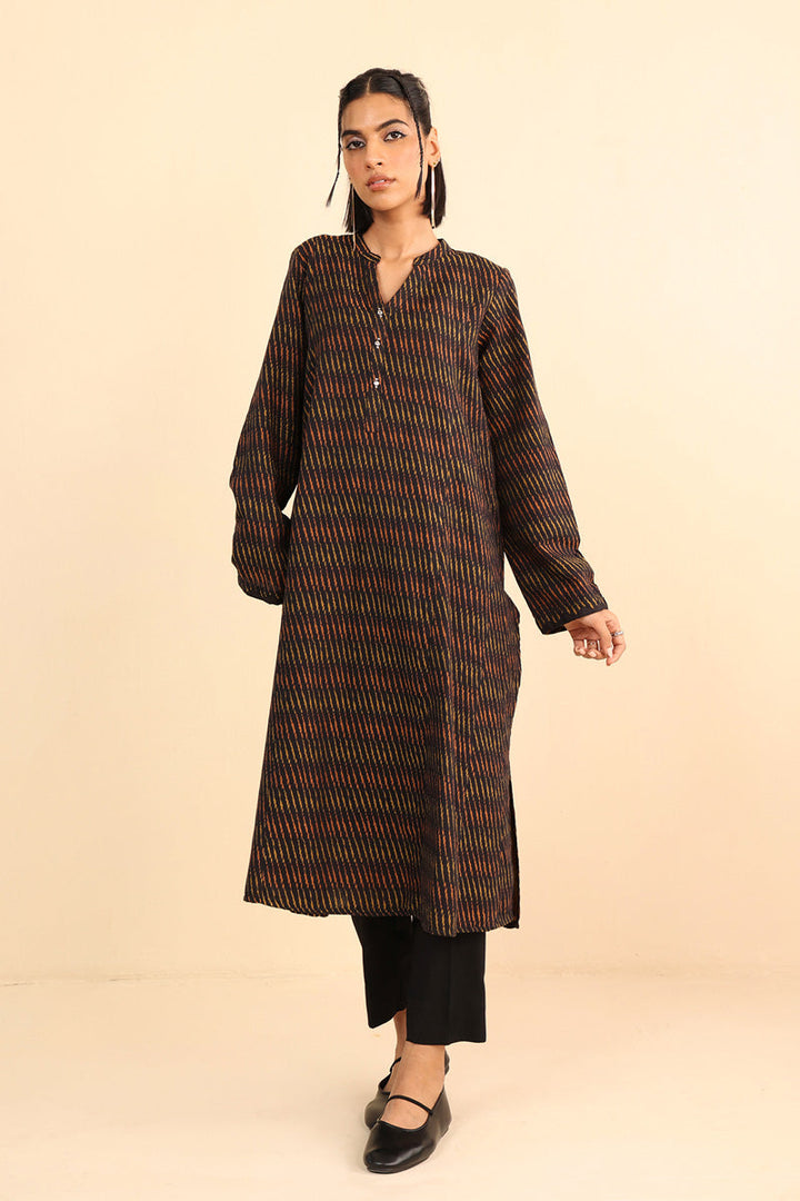 Generation - Floral Ikat Kurta - Cambric - Black - 1 Piece