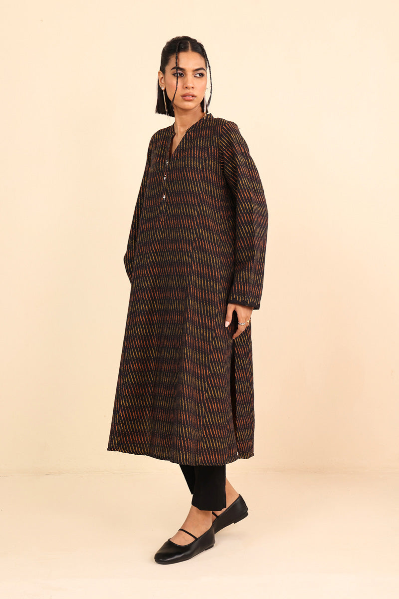 Generation - Floral Ikat Kurta - Cambric - Black - 1 Piece