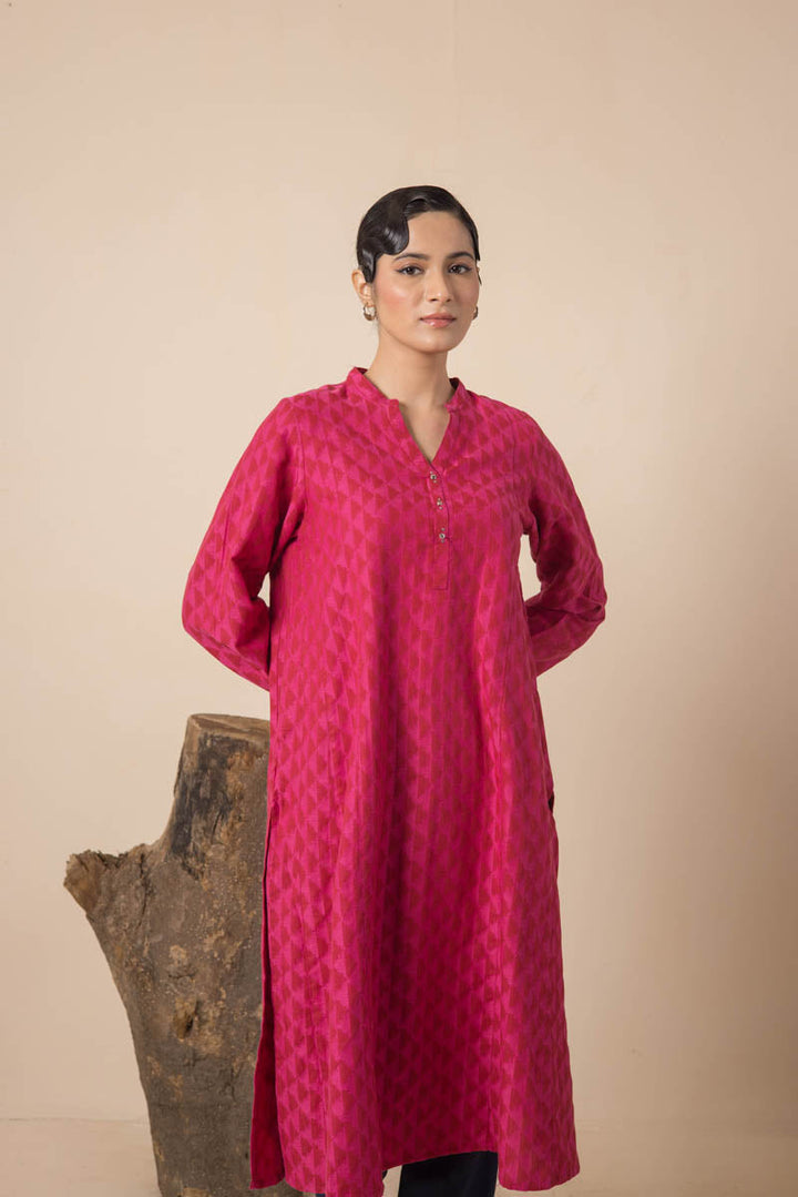 Generation - Floral Ikat Kurta - Cambric - Black - 1 Piece