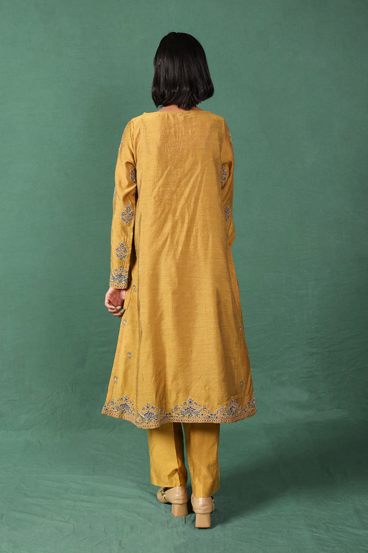 Generation - Regal Gota Kalamkari 2 Piece Set - Cotton - Mustard