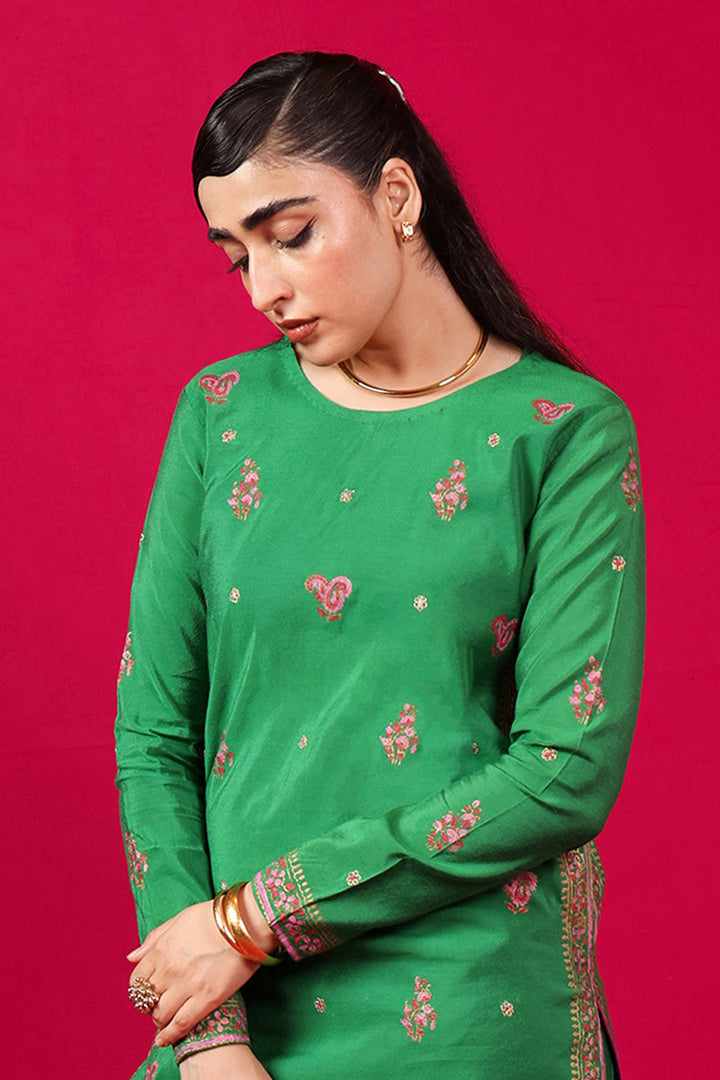 Generation - Suit Gota Kalamkari 2 Piece Set - Cotton - Green