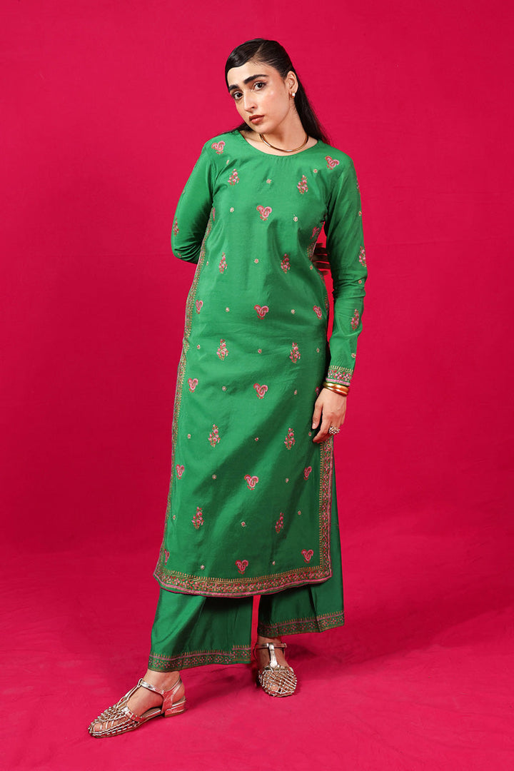 Generation - Suit Gota Kalamkari 2 Piece Set - Cotton - Green