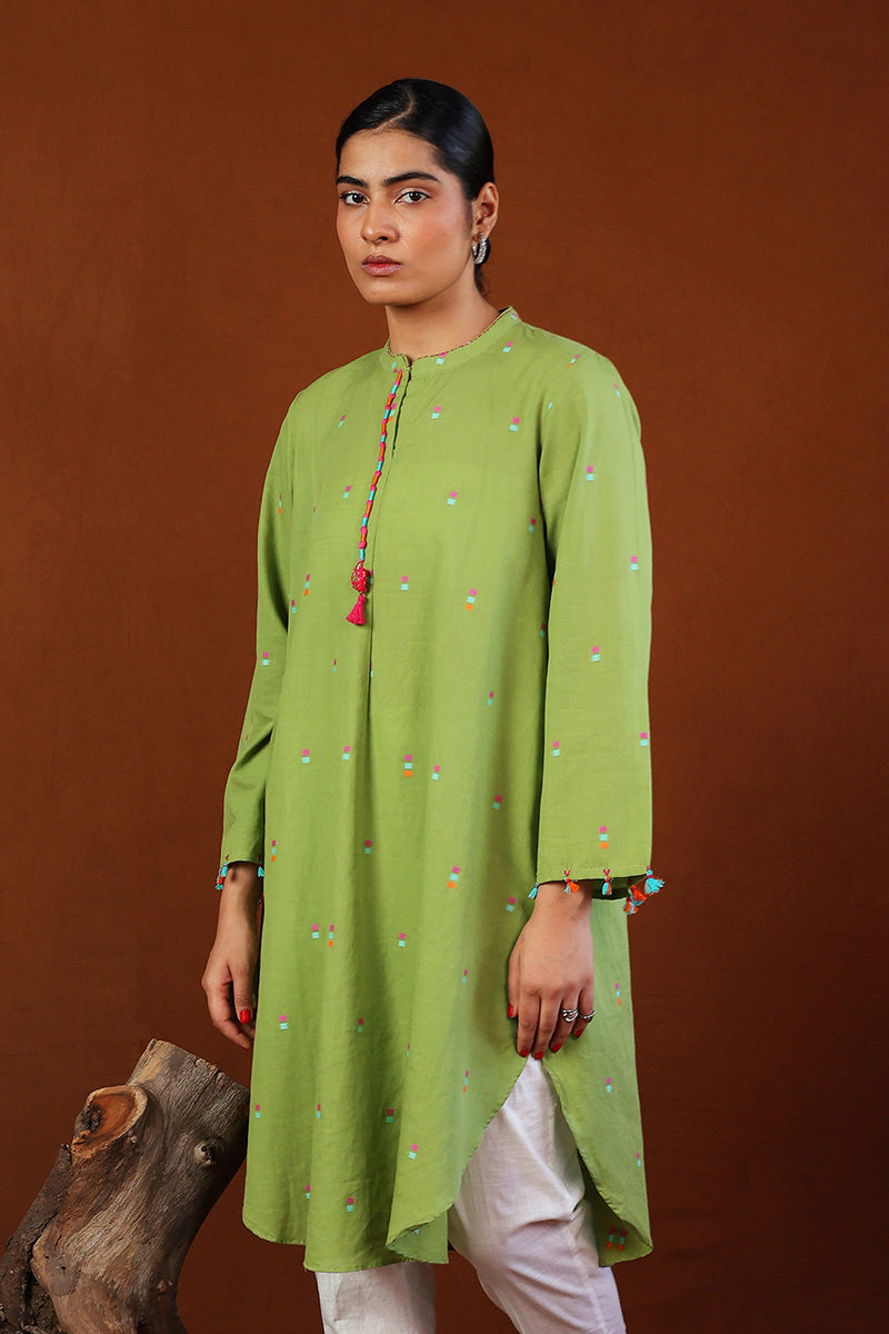 Generation - Khaddiyan Embroidered Tunic - Green - Cambric - 1 Piece