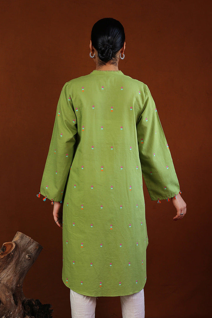 Generation - Khaddiyan Embroidered Tunic - Green - Cambric - 1 Piece