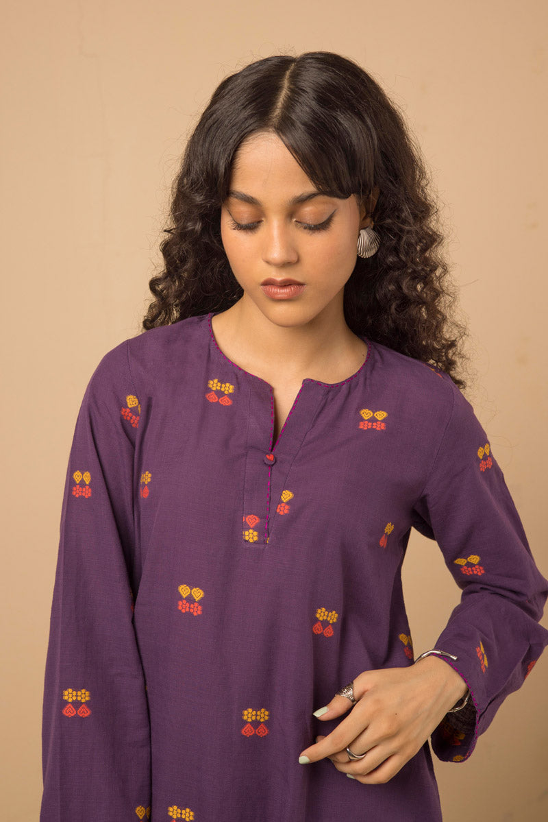 Generation - Khaddiyan Shirt - Purple - Cambric - 1 Piece