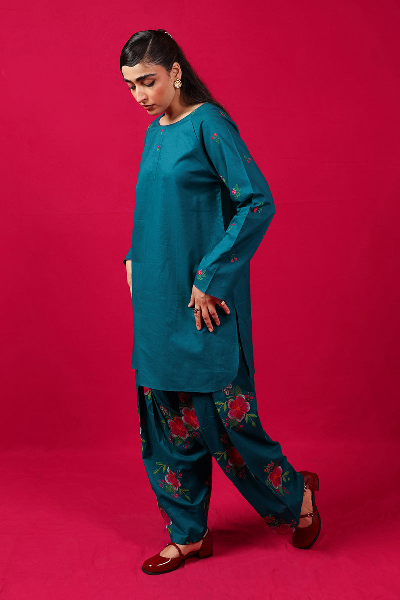 Generation - Floral Baharaan - Teal - Cambric - 2 Piece